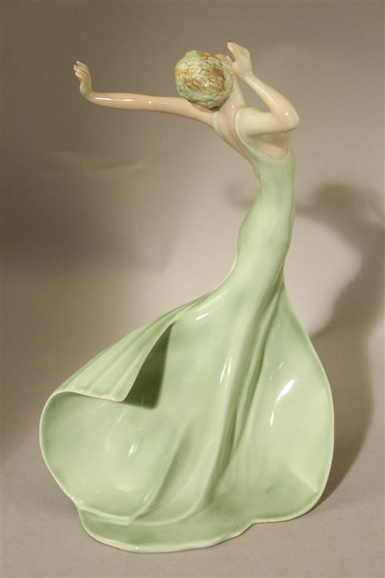 A rare Wade Art Deco underglaze porcelain figure of Joy, c.1939, 24.5cm